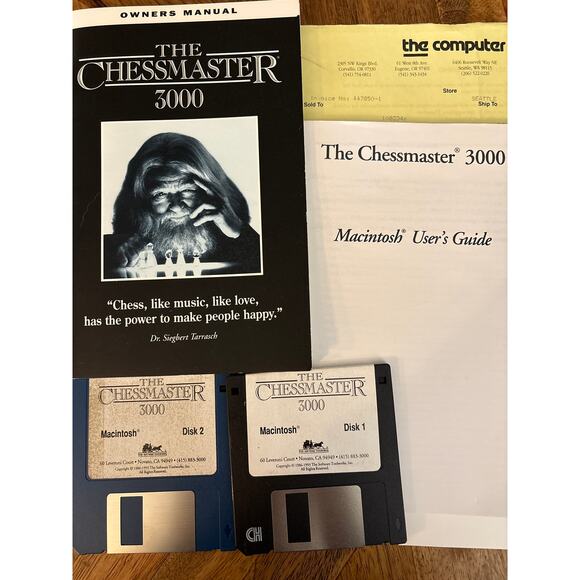 The chessmaster 3000 floppy disk for Macintosh w original receipt - Picture 1 of 4